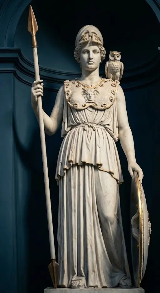 A Deusa da Sabedoria, A Senhora da Estratégia, A Mente Divina, A Grande Arquiteta da Civilização, A Domadora do Caos.